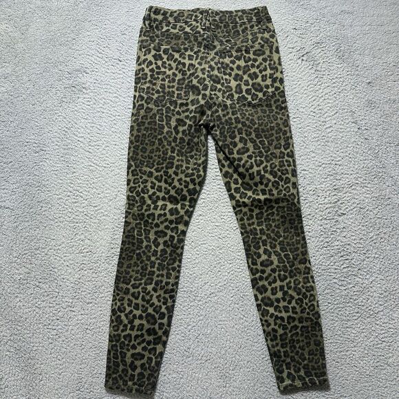 Good American Good Waist Crop Skinny Jeans Stretch Denim Olive Sage Leopard 4 27 - Picture 6 of 9